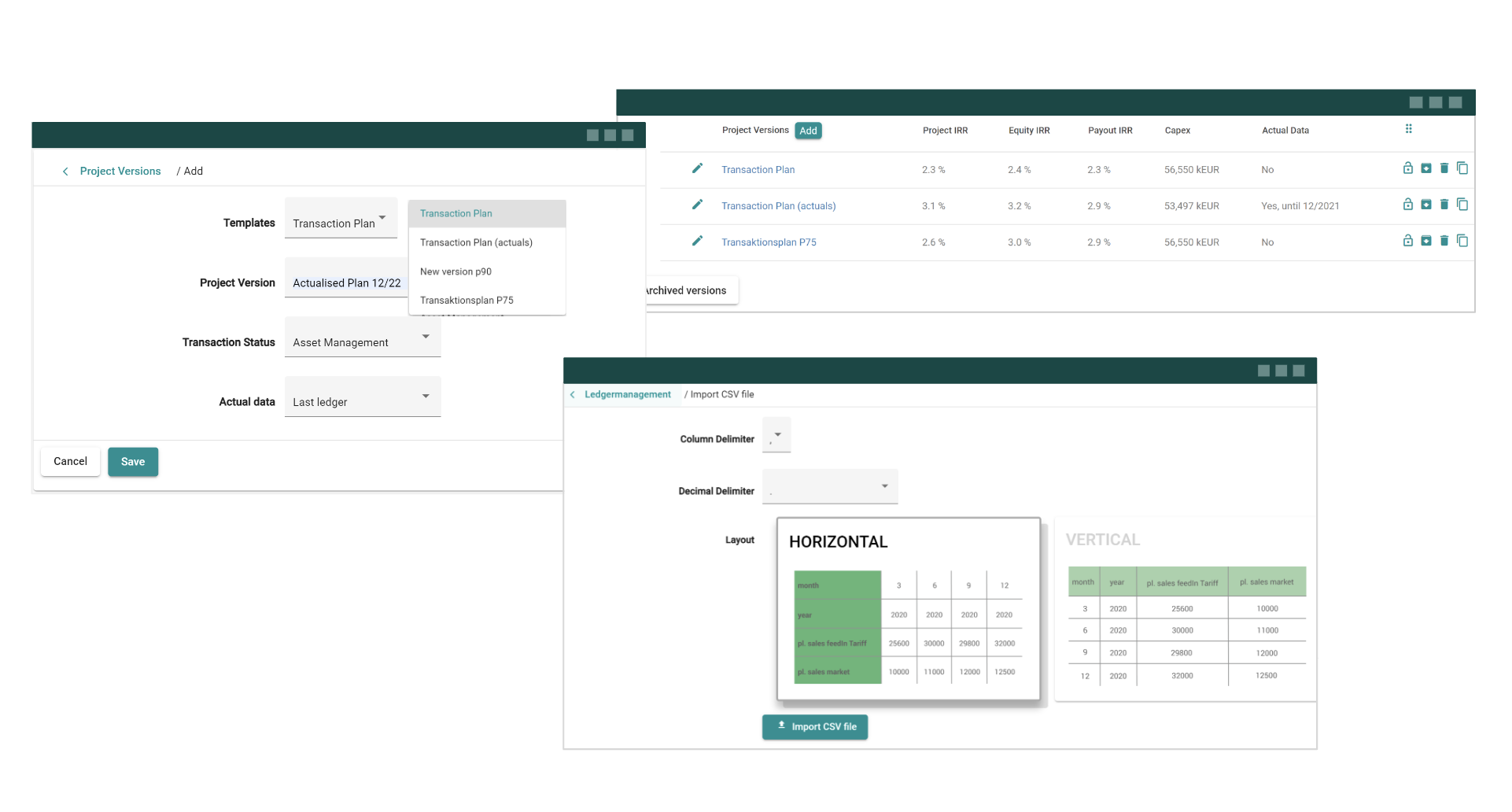 Returns & Project Versioning:  The seamless integration of actual data from GM AssetControlling into GM Valuation forms the backbone for a transparent reporting process of portfolio assets.